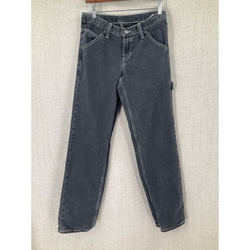 J. Galt Carpenter Jeans Women S Black Cotton Contrast Stitch Utility Grunge Y2K